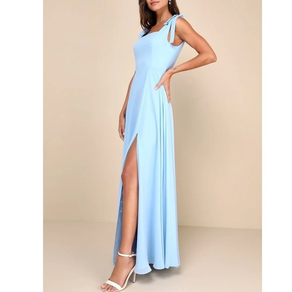 NWT Lulus Love Me Forever Light Blue Square Neck‎ Maxi Dress XL